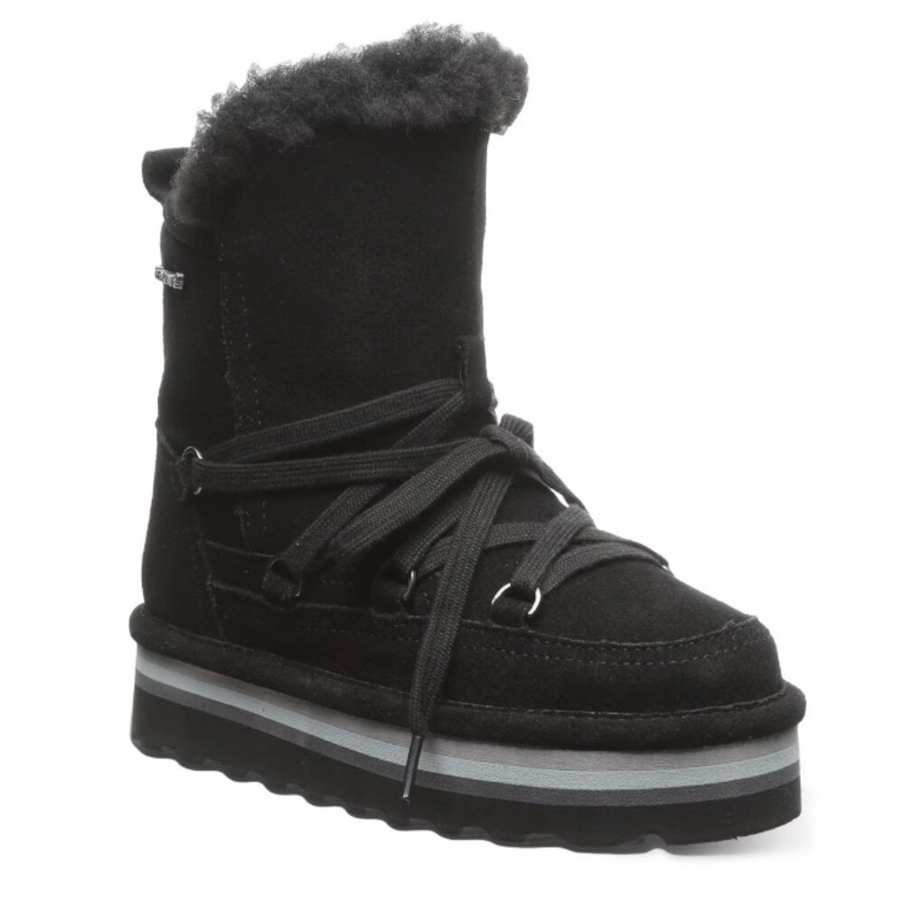 BEARPAW Retro Mondi Youth Ankle Boot, Kid's Lace-up Boot Cow Suede Sz 4 NWT $79
